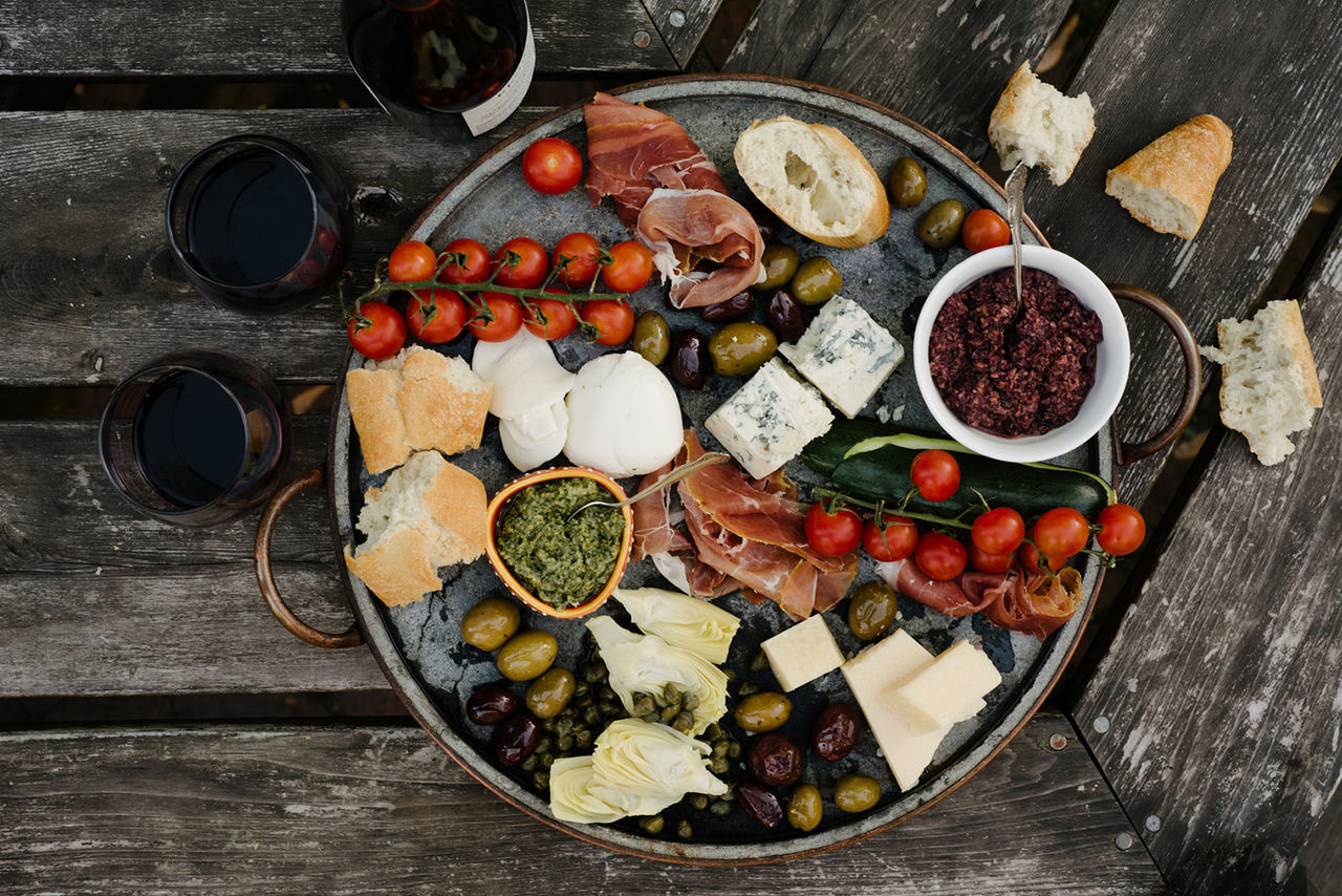 Yummy party platter with various finger food